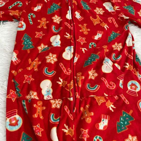 Kids Ginger Bread Hoodie One Piece in Orange and Red Holiday Comfy - Picture 7 of 8